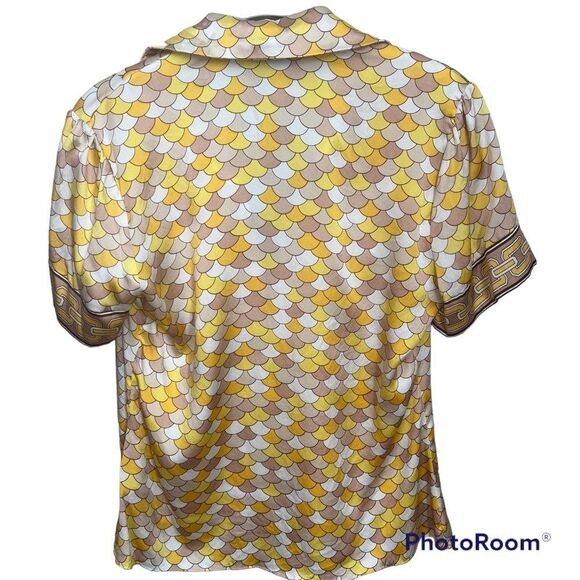 Vintage 90's ECI Silk Blend Blouse Womens Small Short Sleeve V-Neck Retro Top - Picture 2 of 6